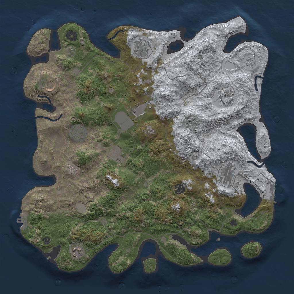 Rust Map: Procedural Map, Size: 4000, Seed: 600383, 19 Monuments