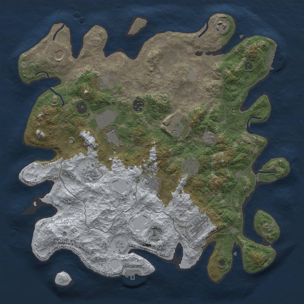 Rust Map: Procedural Map, Size: 4000, Seed: 914475, 20 Monuments