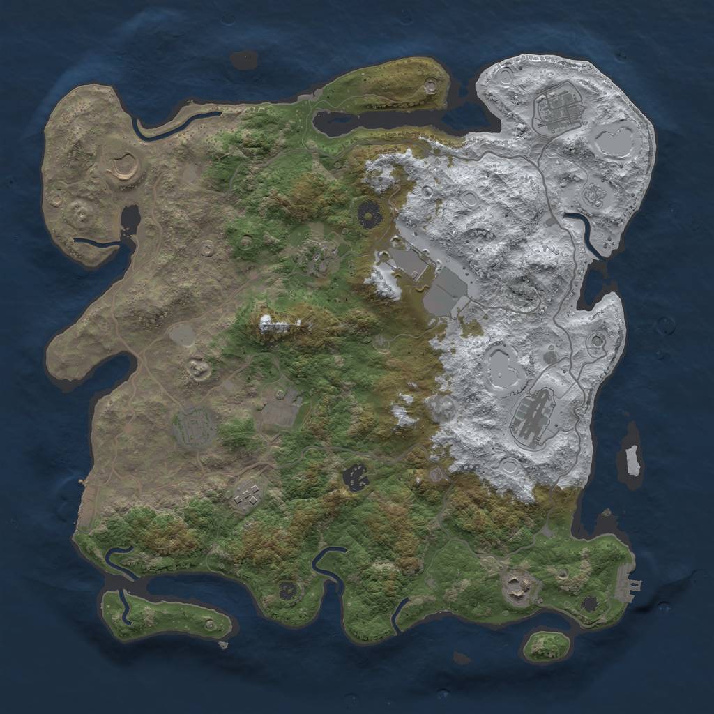 Rust Map: Procedural Map, Size: 4000, Seed: 328689, 19 Monuments