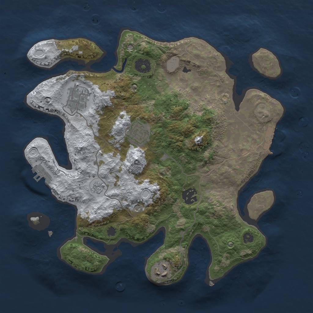 Rust Map: Procedural Map, Size: 3000, Seed: 1672, 13 Monuments