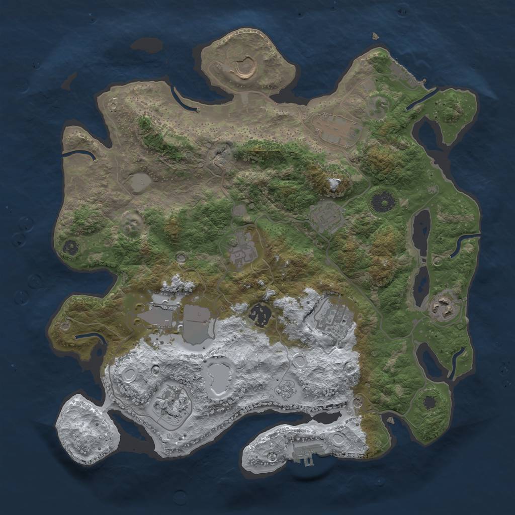 Rust Map: Procedural Map, Size: 3500, Seed: 306117171, 18 Monuments