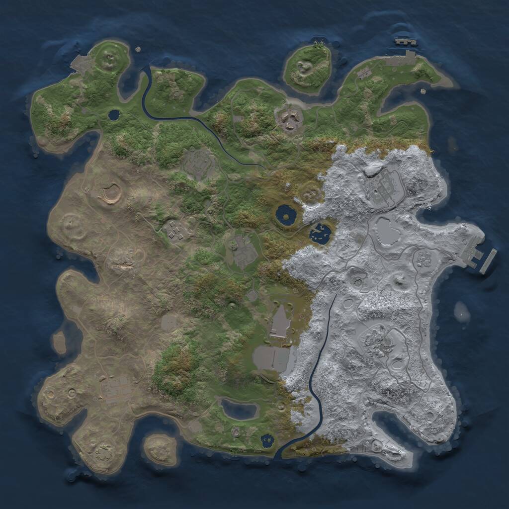 Rust Map: Procedural Map, Size: 3750, Seed: 394459339, 16 Monuments