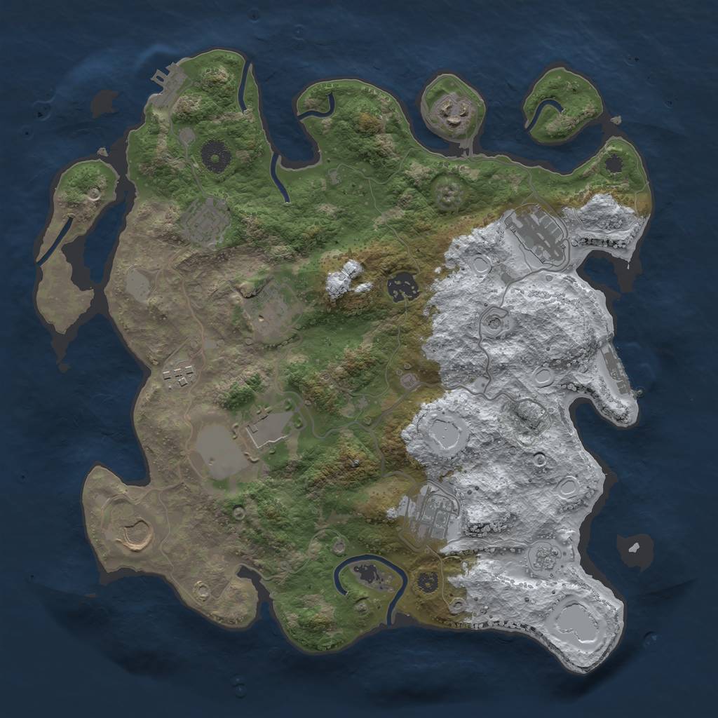 Rust Map: Procedural Map, Size: 3500, Seed: 1623212, 18 Monuments