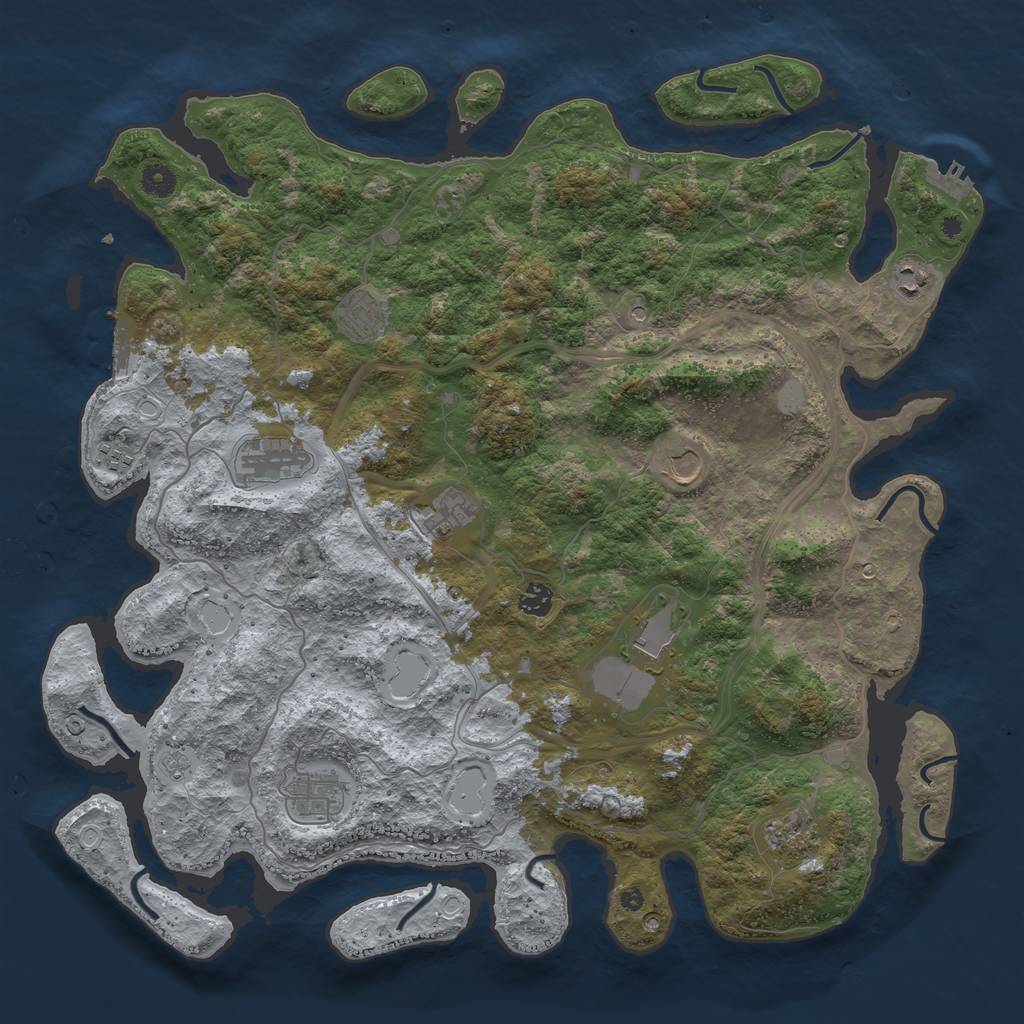 Rust Map: Procedural Map, Size: 4500, Seed: 31899721, 19 Monuments