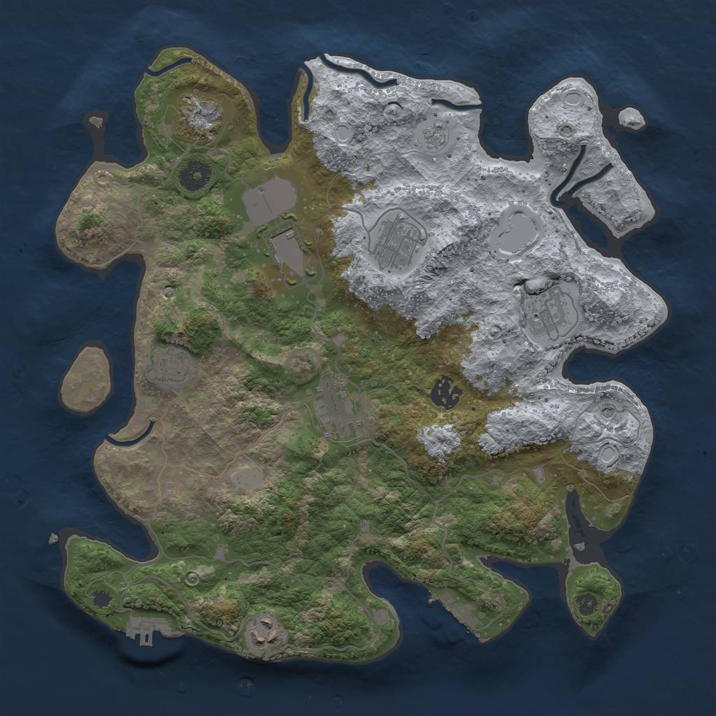 Rust Map: Procedural Map, Size: 3500, Seed: 1991911060, 17 Monuments