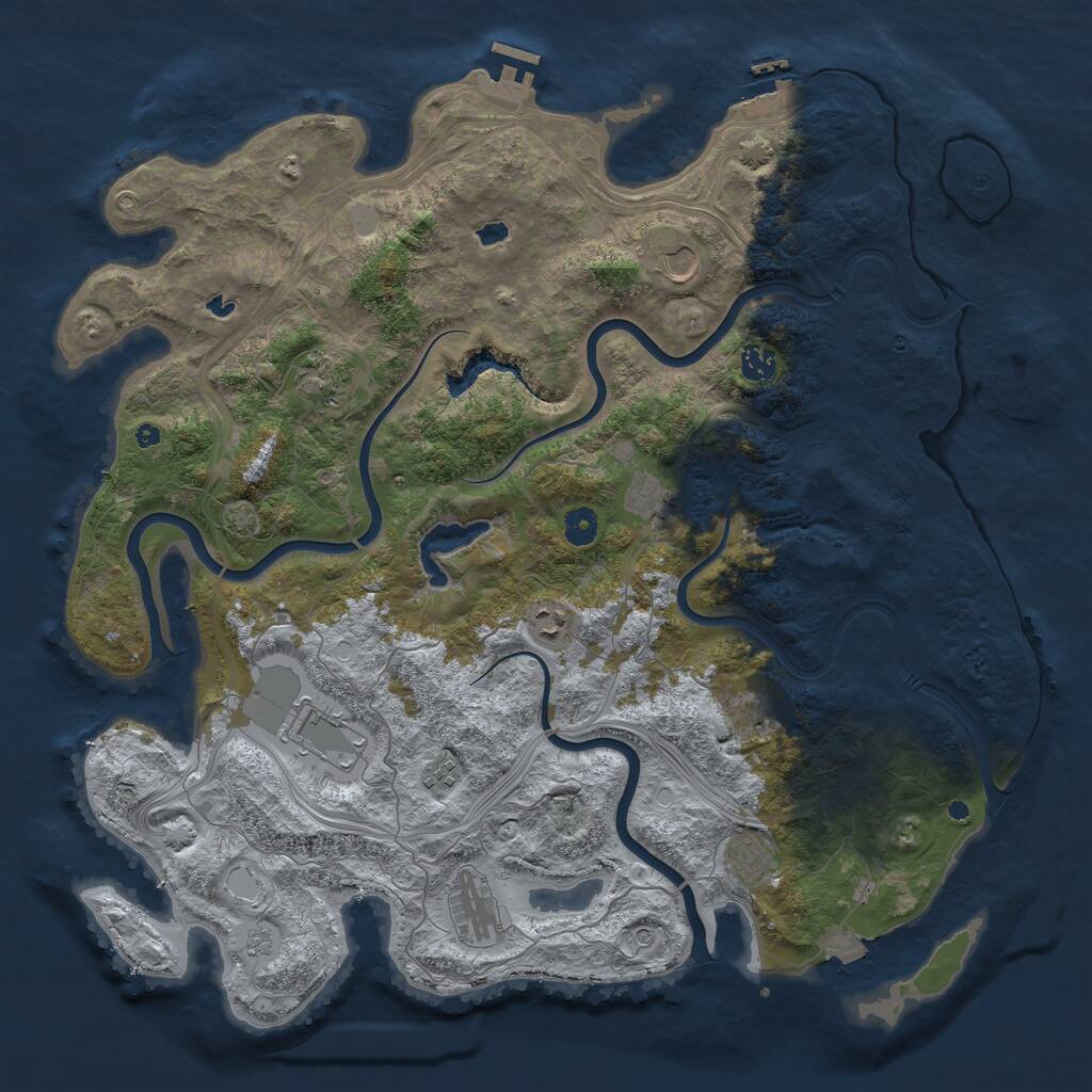 Rust Map: Procedural Map, Size: 4500, Seed: 644896685, 16 Monuments