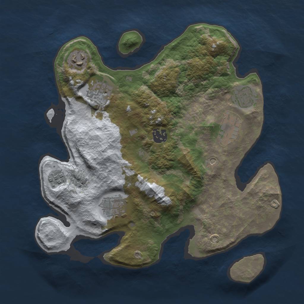 Rust Map: Barren, Size: 3000, Seed: 48910, 10 Monuments