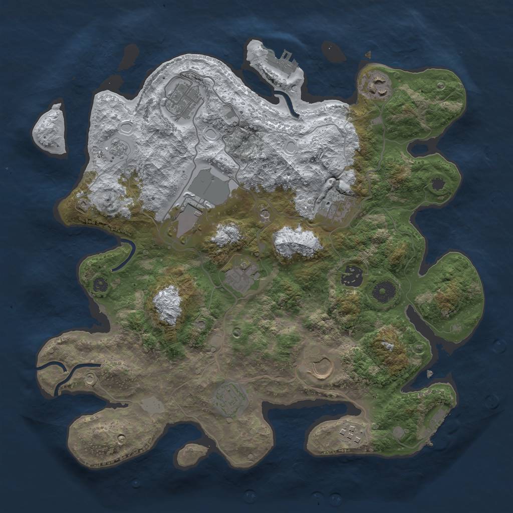 Rust Map: Procedural Map, Size: 3500, Seed: 207, 18 Monuments