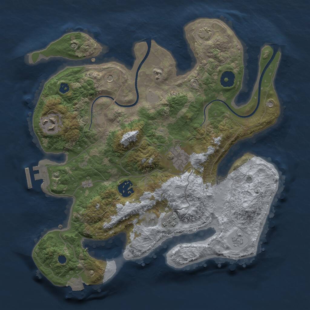 Rust Map: Procedural Map, Size: 3000, Seed: 57436, 9 Monuments