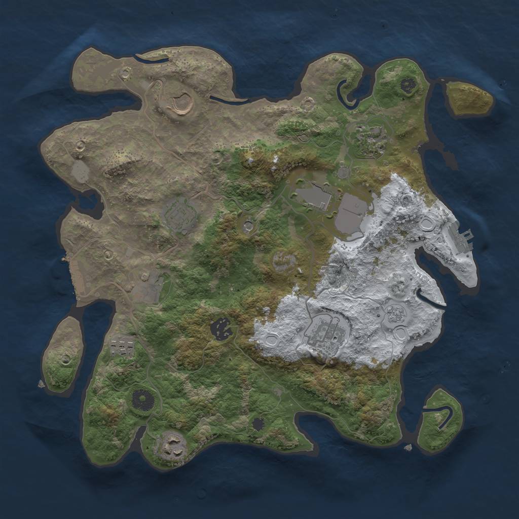 Rust Map: Procedural Map, Size: 3500, Seed: 1102344364, 18 Monuments