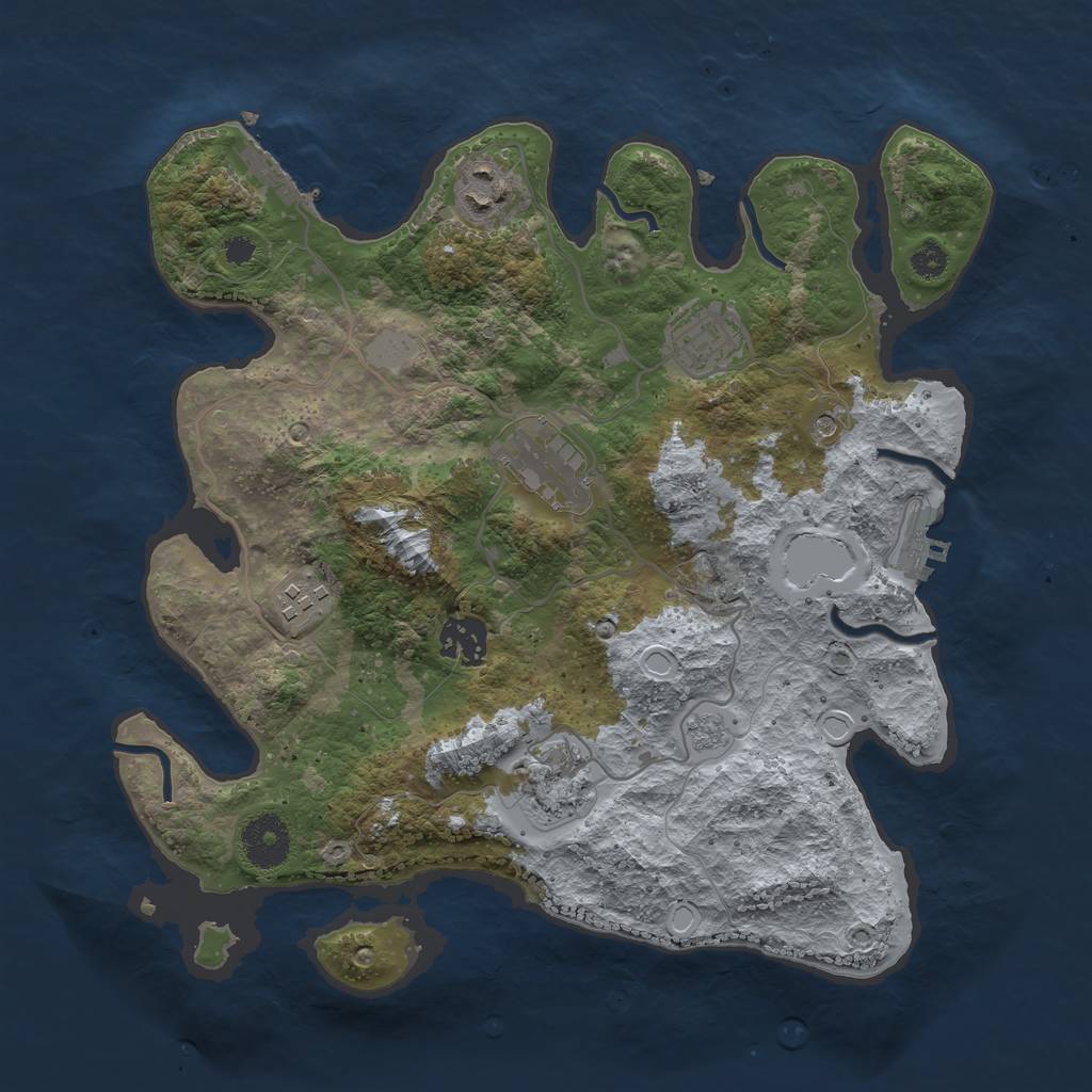 Rust Map: Procedural Map, Size: 3250, Seed: 1073689963, 13 Monuments