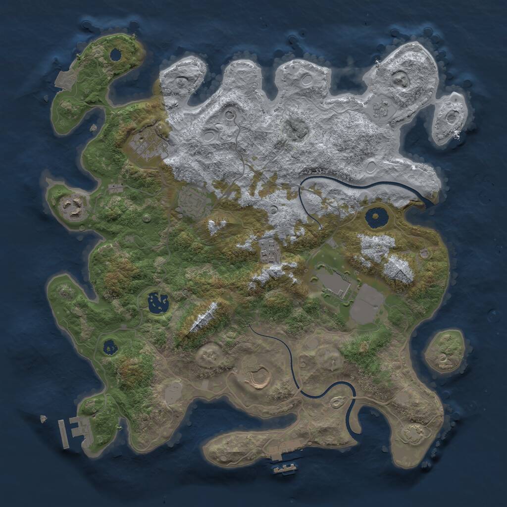 Rust Map: Procedural Map, Size: 3500, Seed: 486566654, 13 Monuments