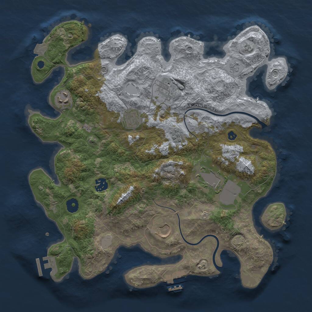 Rust Map: Procedural Map, Size: 3500, Seed: 486566654, 13 Monuments