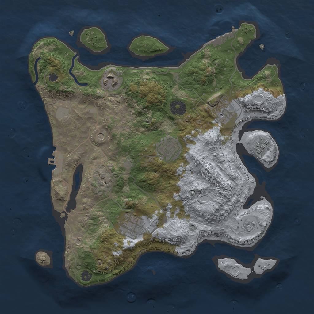 Rust Map: Procedural Map, Size: 3000, Seed: 249765, 12 Monuments