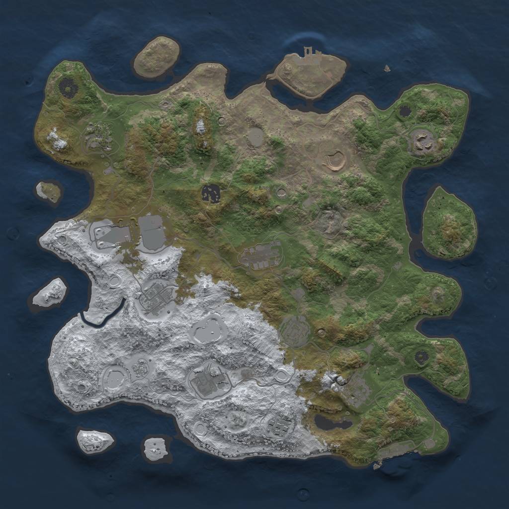 Rust Map: Procedural Map, Size: 3850, Seed: 244945103, 20 Monuments