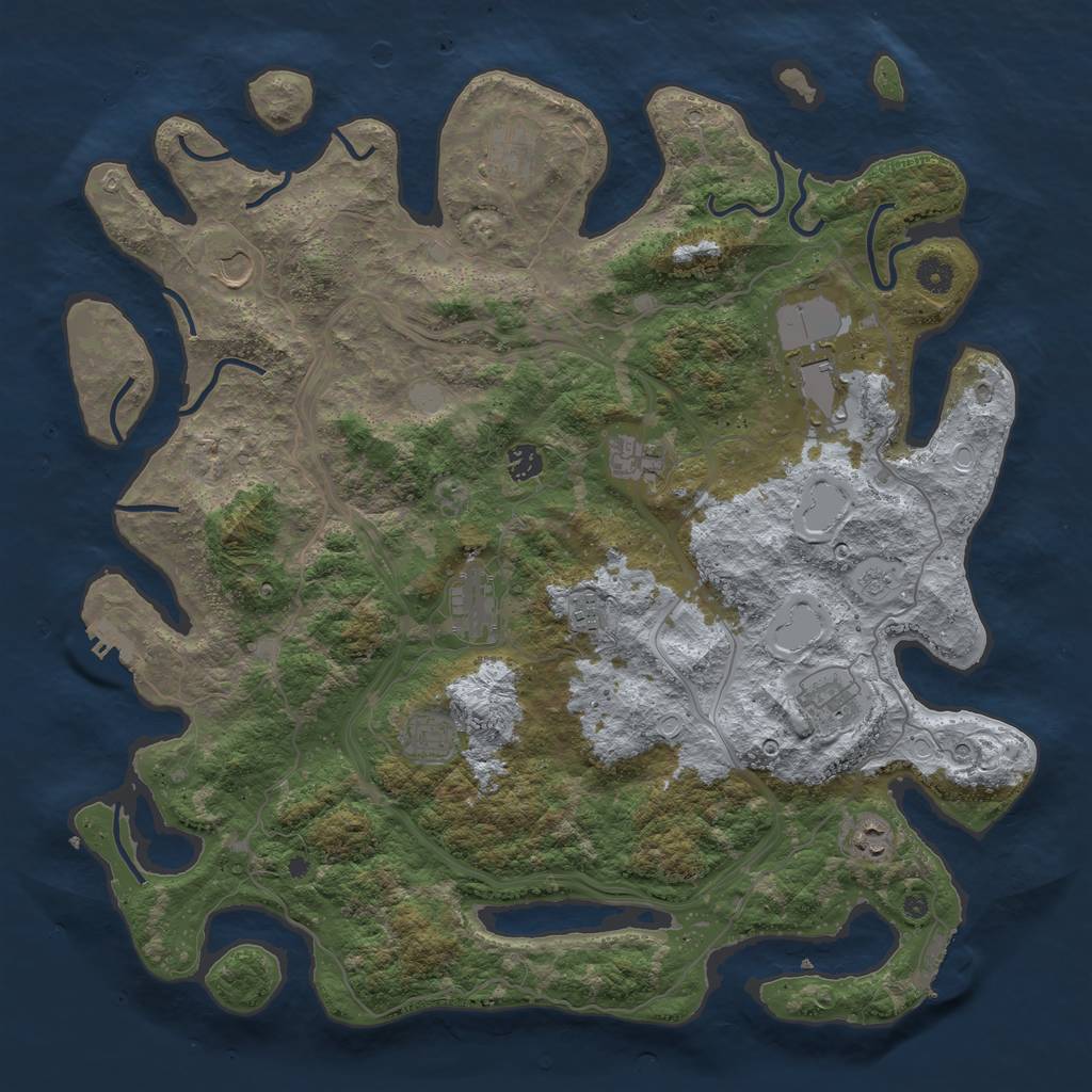 Rust Map: Procedural Map, Size: 4500, Seed: 457514306, 17 Monuments