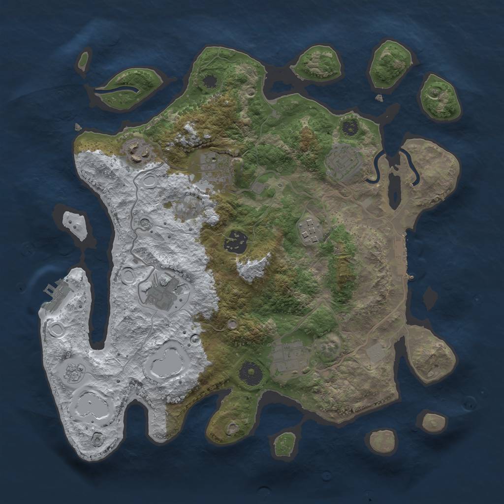 Rust Map: Procedural Map, Size: 3250, Seed: 1453266279, 16 Monuments