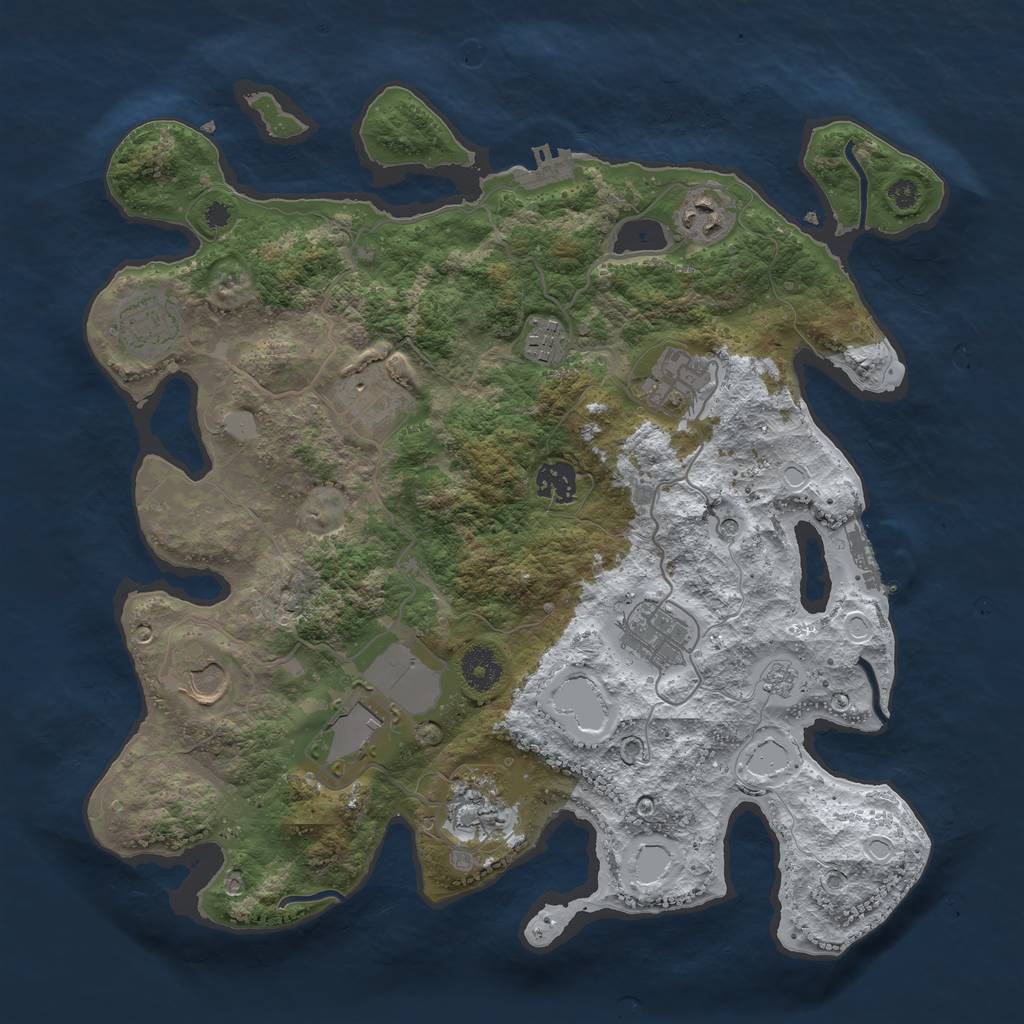Rust Map: Procedural Map, Size: 3650, Seed: 838493, 19 Monuments