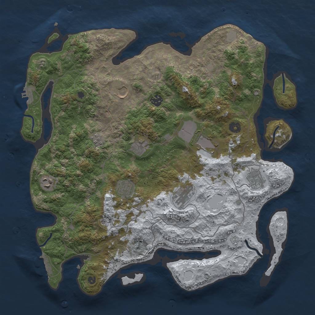 Rust Map: Procedural Map, Size: 4000, Seed: 2876134, 18 Monuments