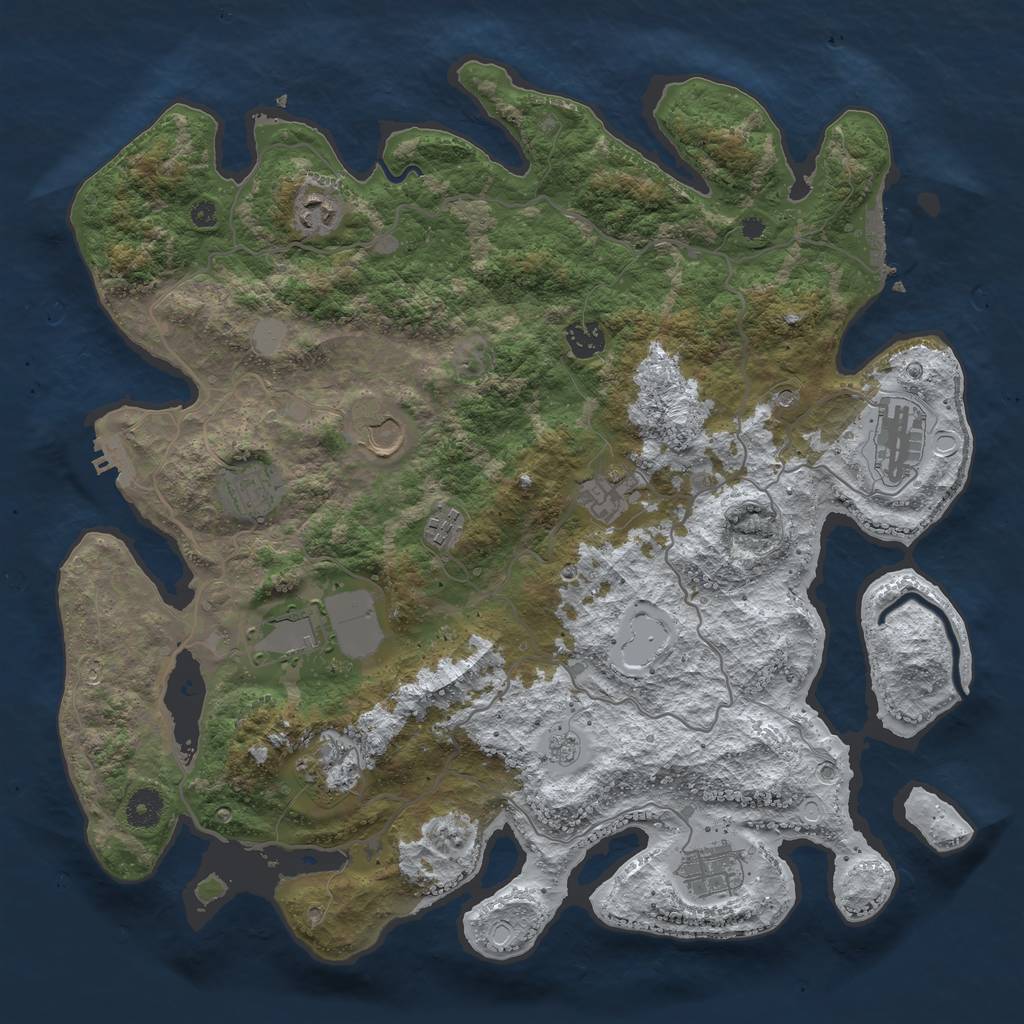 Rust Map: Procedural Map, Size: 4000, Seed: 944645972, 19 Monuments