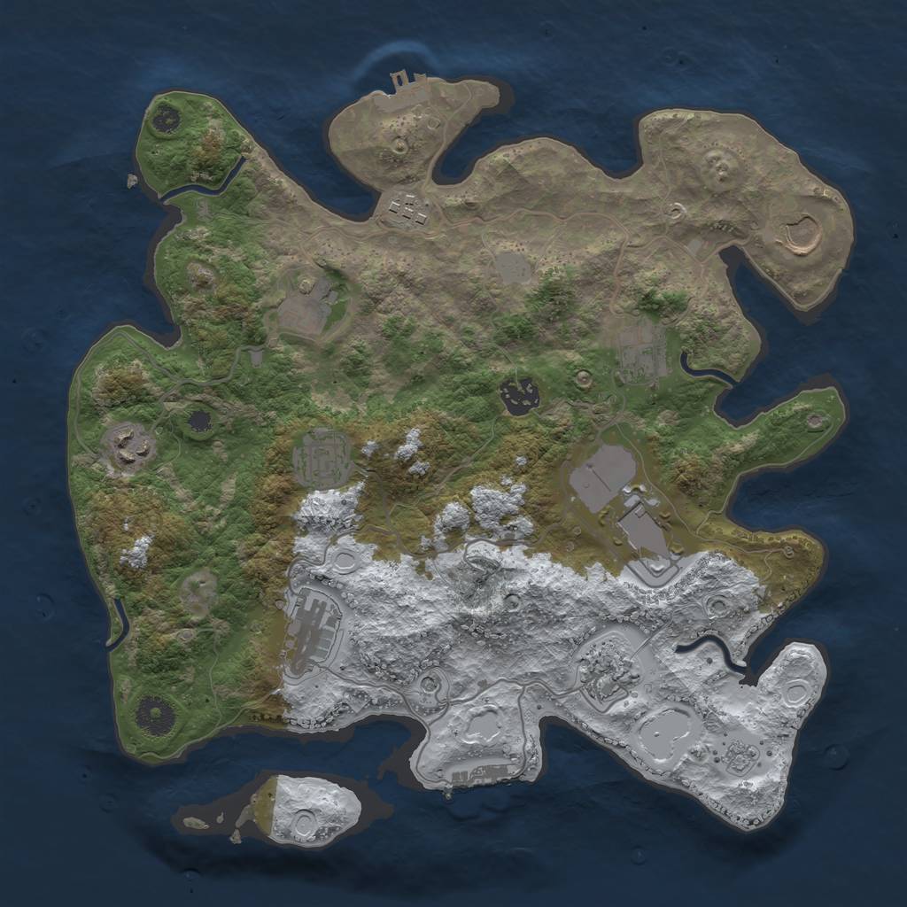 Rust Map: Procedural Map, Size: 3500, Seed: 686147689, 19 Monuments