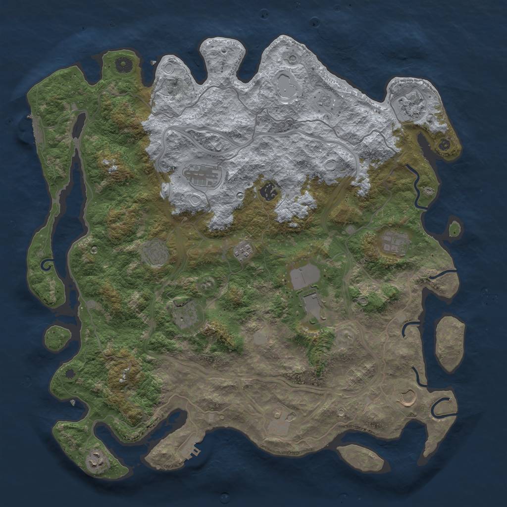 Rust Map: Procedural Map, Size: 4500, Seed: 3465645, 18 Monuments