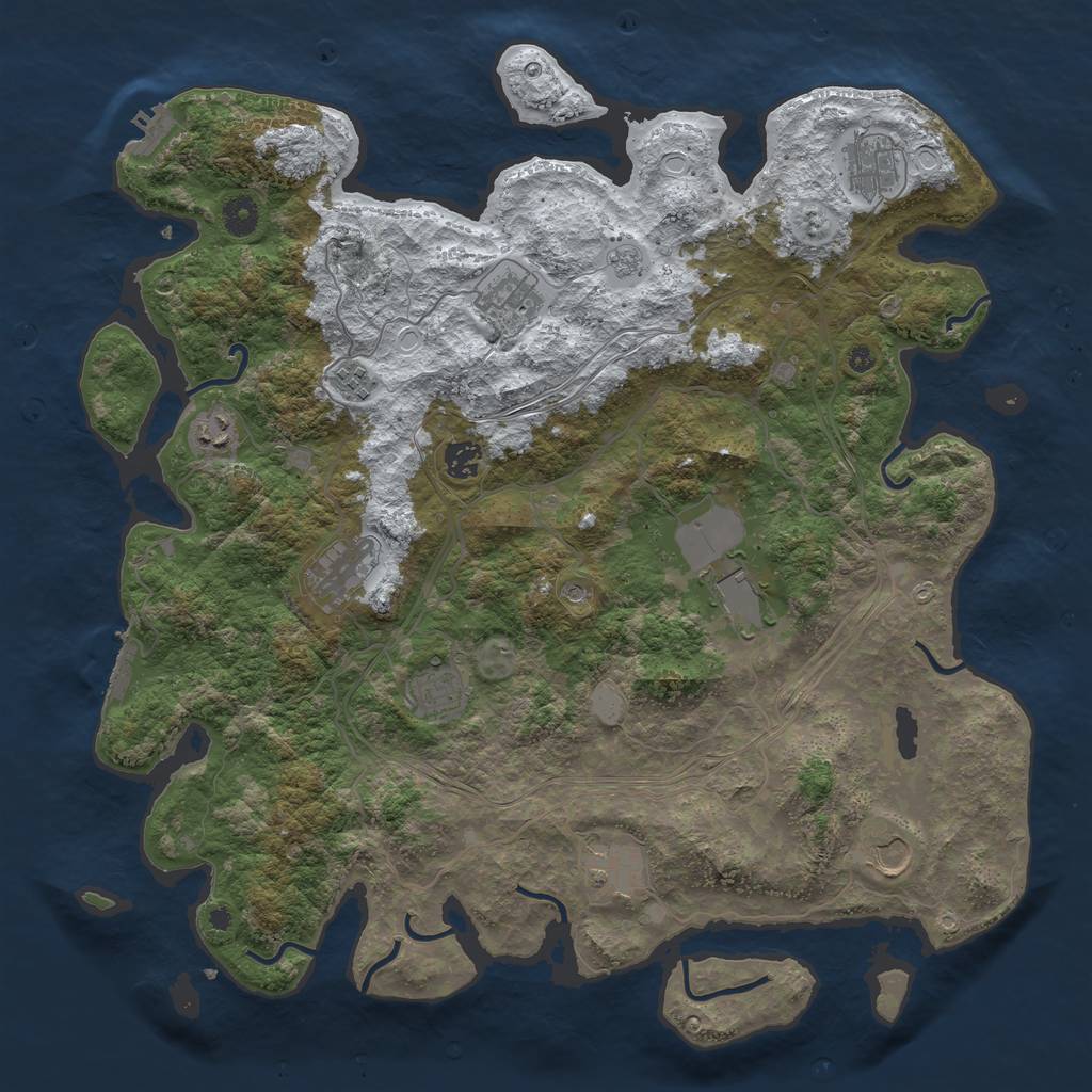 Rust Map: Procedural Map, Size: 4250, Seed: 1107048847, 19 Monuments