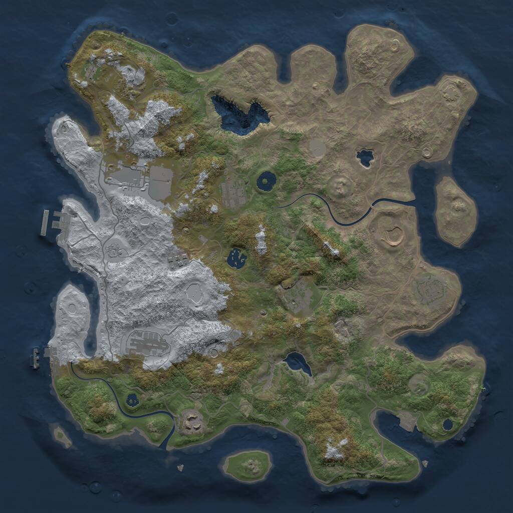 Rust Map: Procedural Map, Size: 4000, Seed: 908699, 16 Monuments