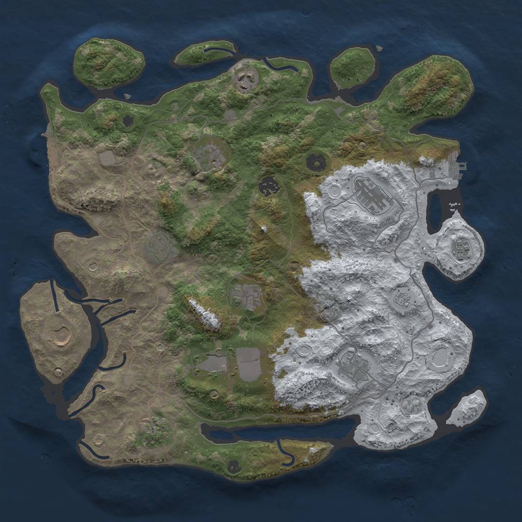 Rust Map: Procedural Map, Size: 4000, Seed: 1563188582, 20 Monuments
