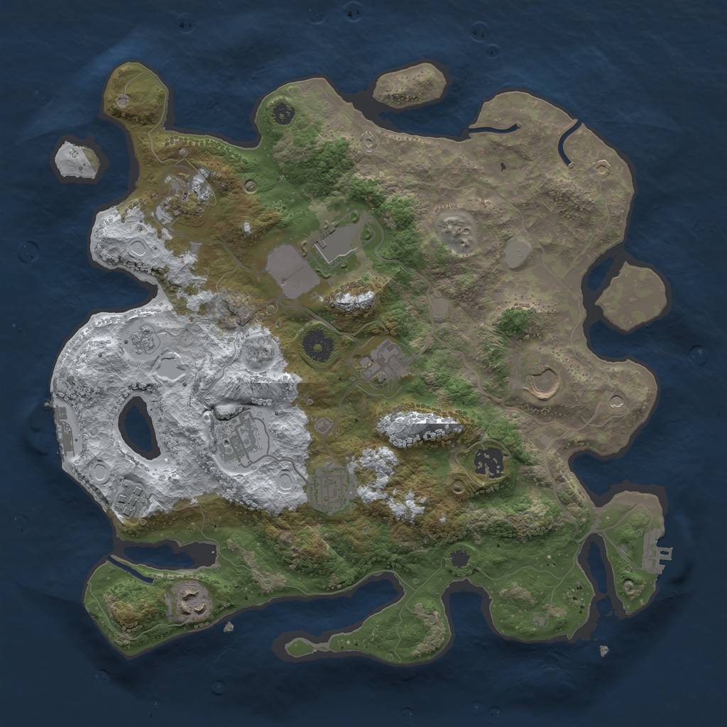 Rust Map: Procedural Map, Size: 3500, Seed: 1376808567, 18 Monuments