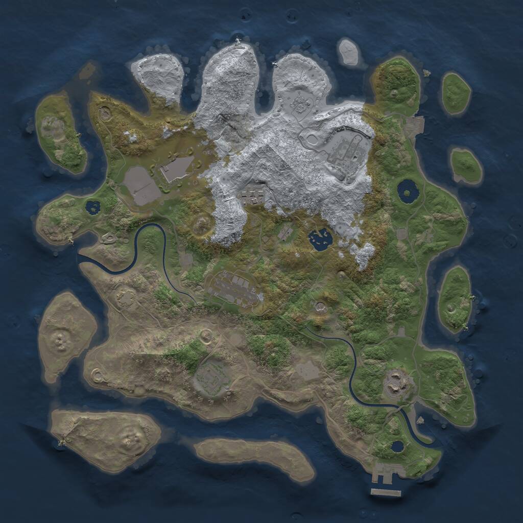 Rust Map: Procedural Map, Size: 3500, Seed: 630777494, 12 Monuments