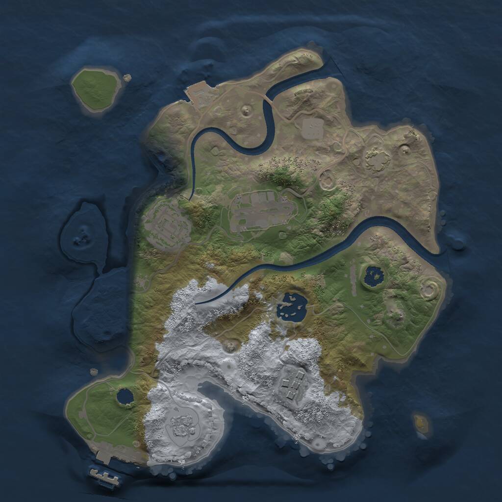 Rust Map: Procedural Map, Size: 2500, Seed: 915228476, 8 Monuments