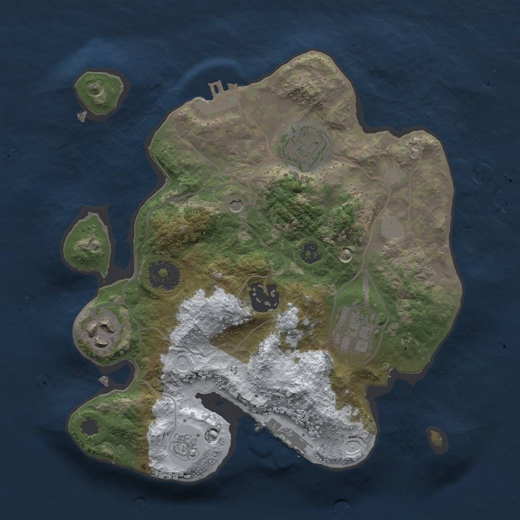Rust Map: Procedural Map, Size: 2500, Seed: 915228476, 13 Monuments
