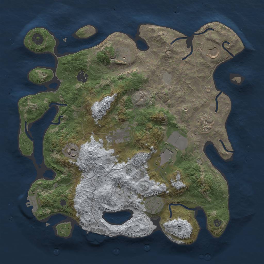 Rust Map: Procedural Map, Size: 3500, Seed: 318541206, 17 Monuments