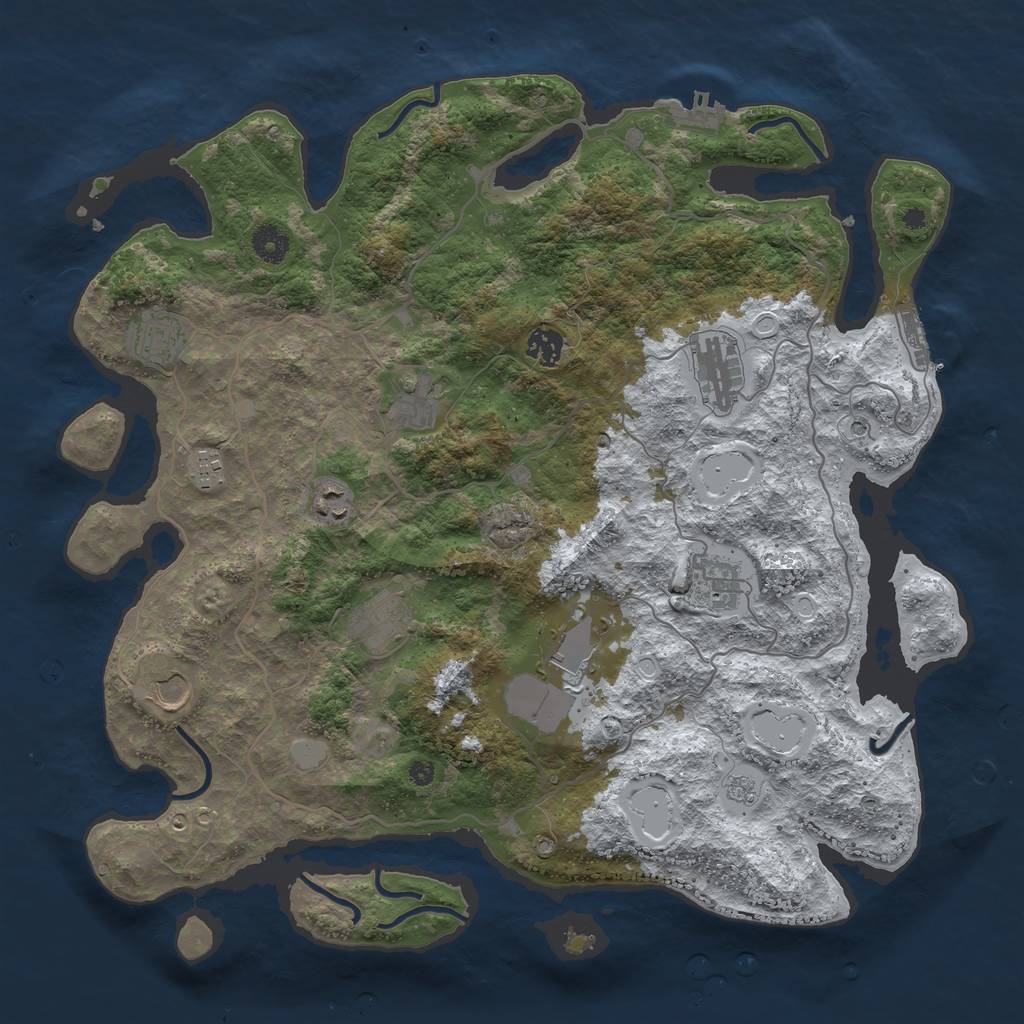 Rust Map: Procedural Map, Size: 4098, Seed: 4000123, 19 Monuments