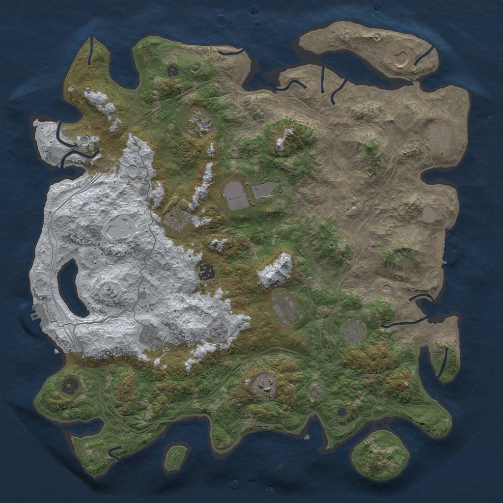 Rust Map: Procedural Map, Size: 4500, Seed: 1295304710, 20 Monuments