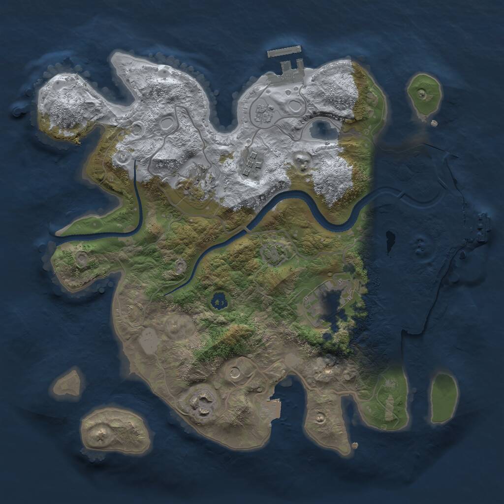 Rust Map: Procedural Map, Size: 3000, Seed: 12762, 10 Monuments