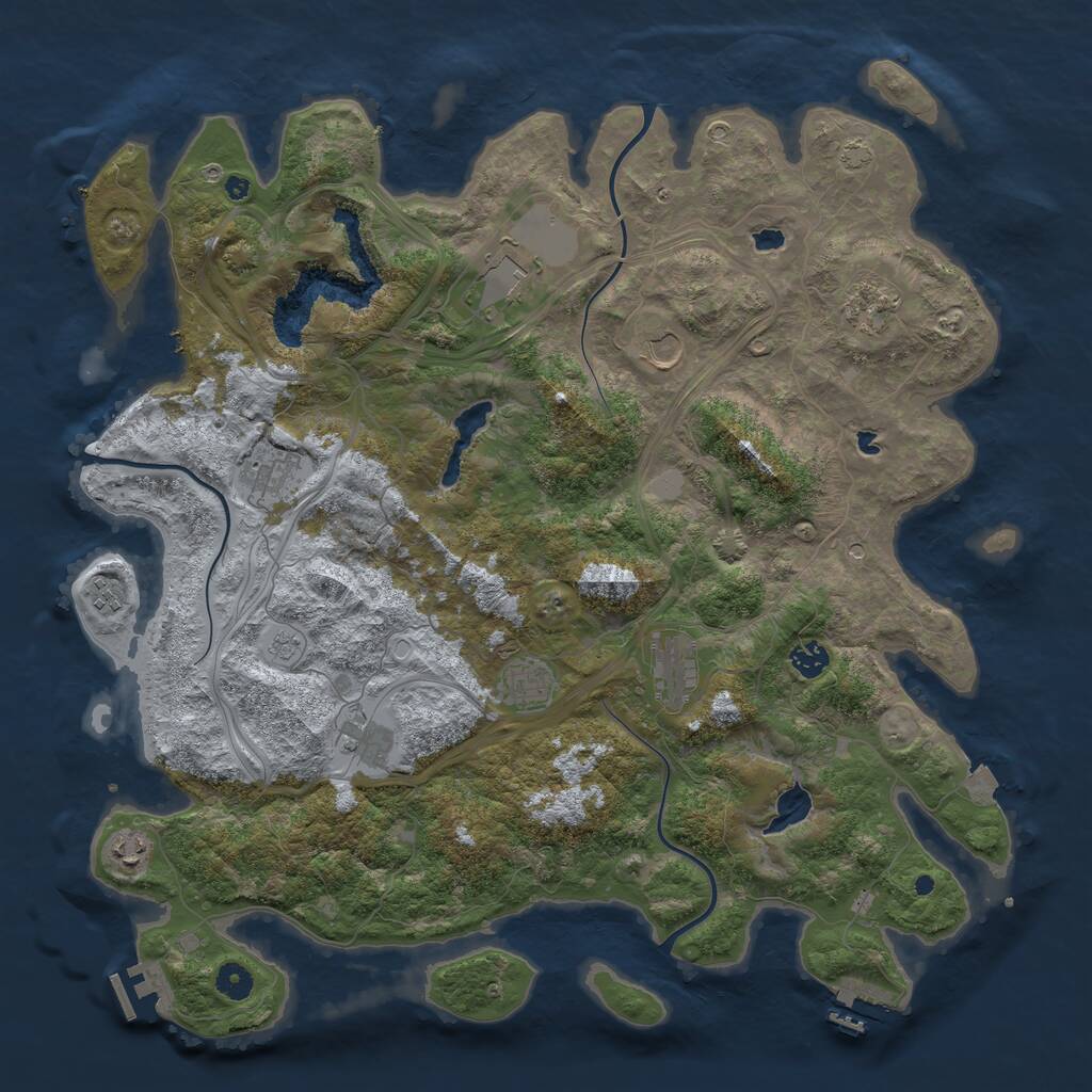 Rust Map: Procedural Map, Size: 4500, Seed: 348982653, 16 Monuments