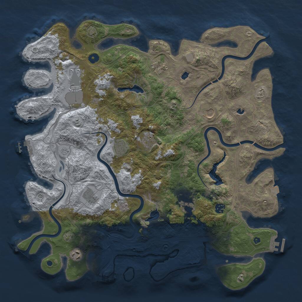 Rust Map: Procedural Map, Size: 4500, Seed: 7423, 16 Monuments