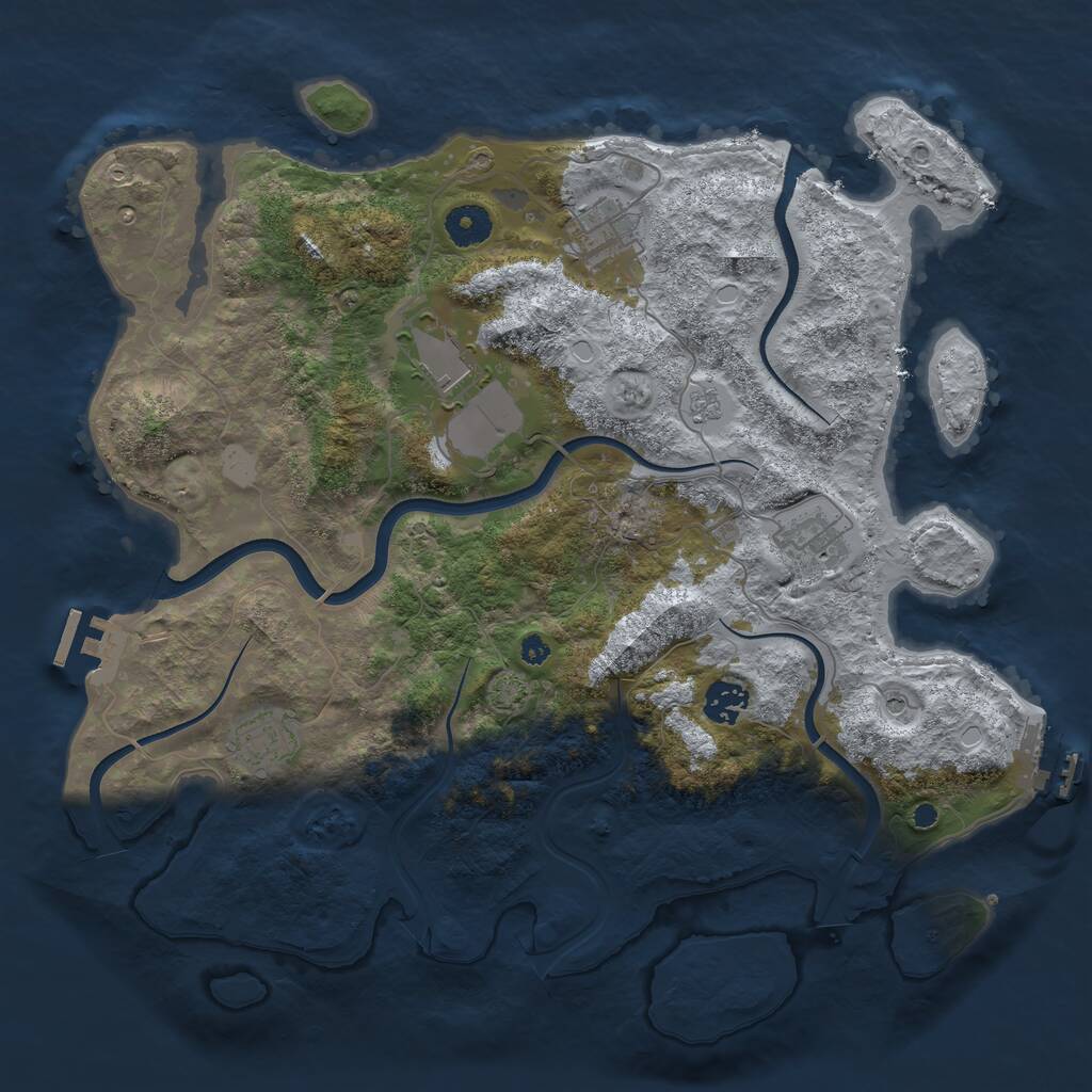 Rust Map: Procedural Map, Size: 3750, Seed: 1030089742, 11 Monuments