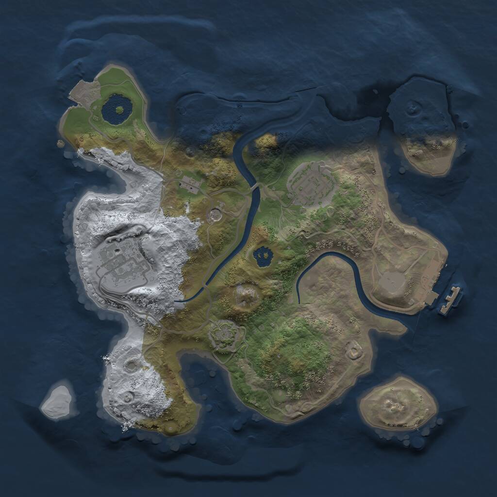Rust Map: Procedural Map, Size: 2500, Seed: 12983621, 6 Monuments