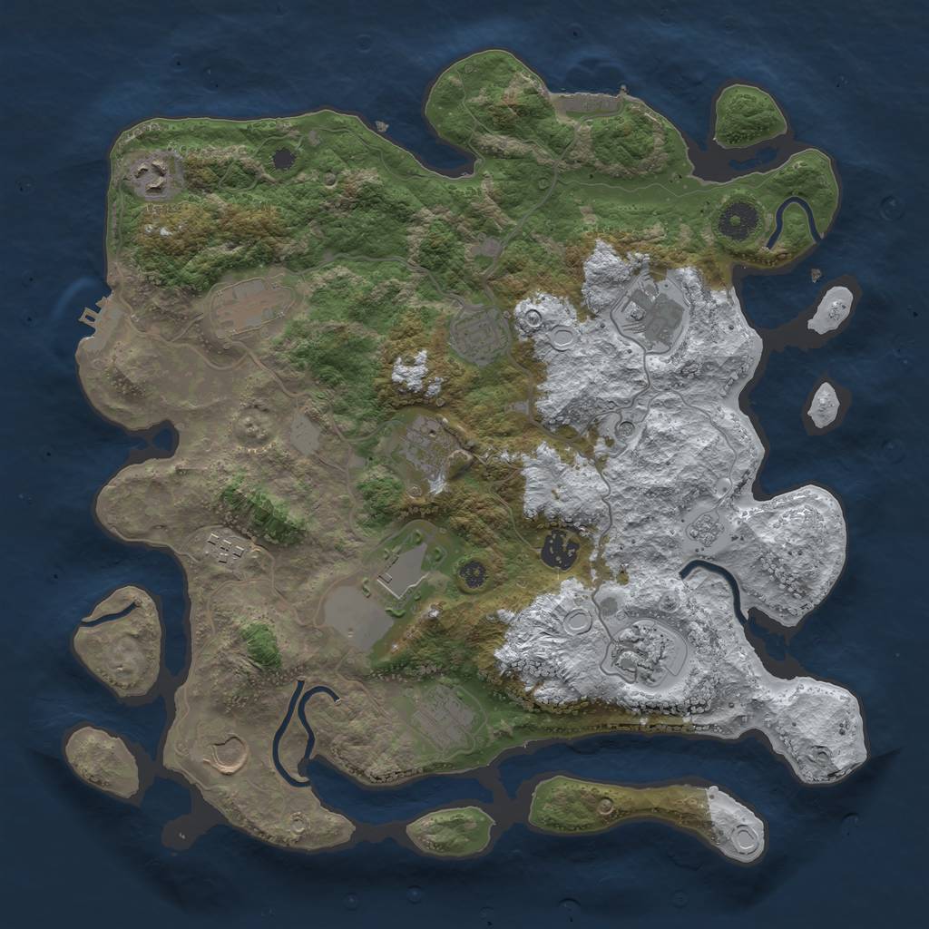 Rust Map: Procedural Map, Size: 3700, Seed: 2037491500, 20 Monuments