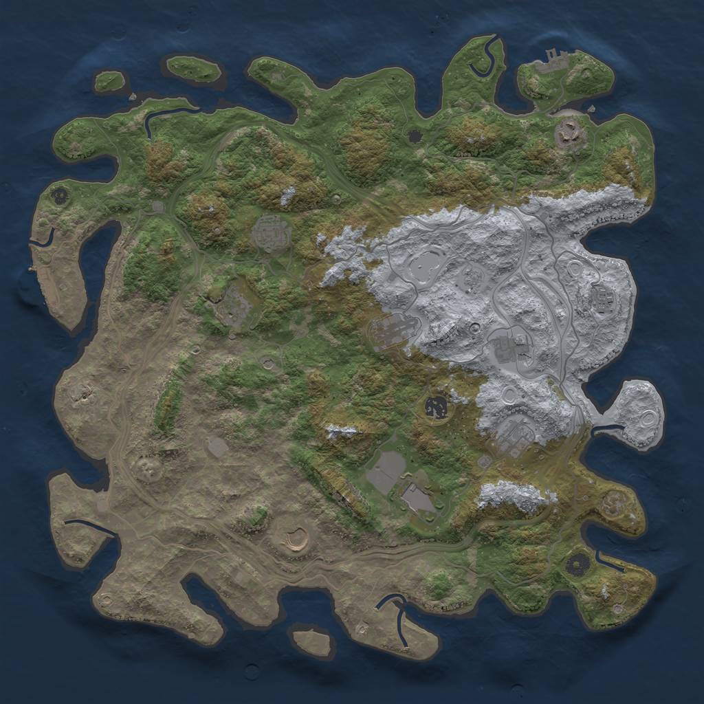 Rust Map: Procedural Map, Size: 4500, Seed: 1304811878, 19 Monuments