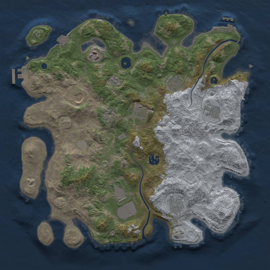 Rust Map: Procedural Map, Size: 3700, Seed: 1316705182, 15 Monuments