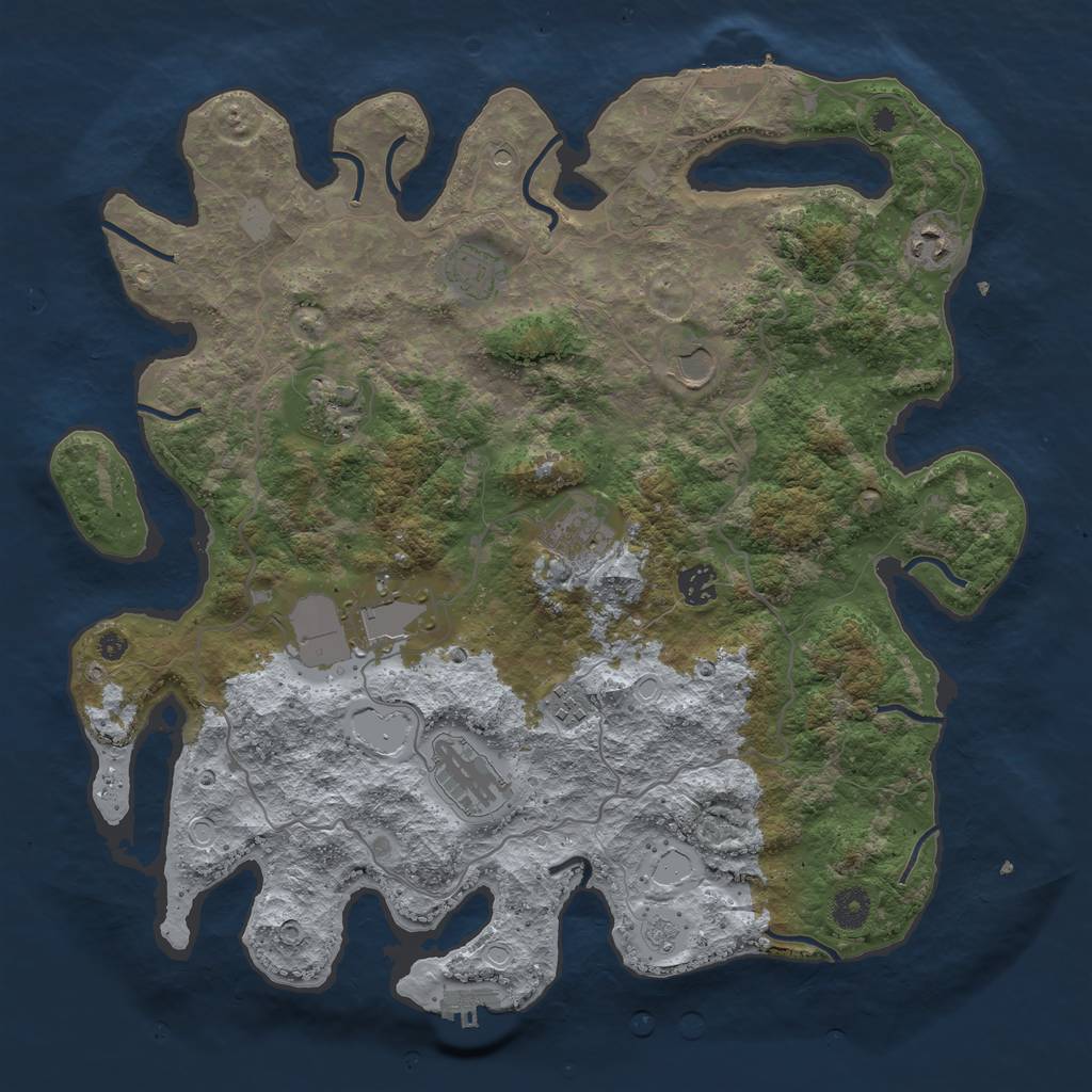 Rust Map: Procedural Map, Size: 4000, Seed: 139443844, 18 Monuments