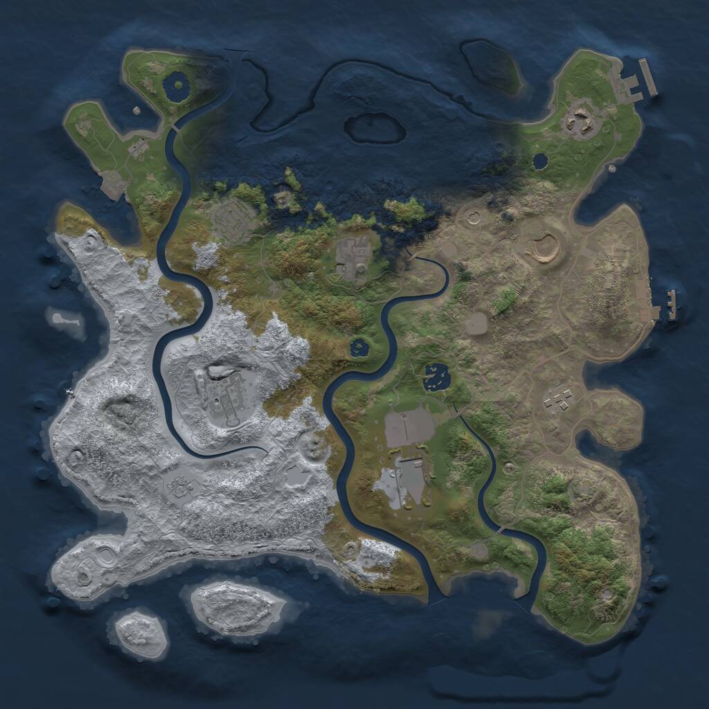 Rust Map: Procedural Map, Size: 3700, Seed: 1005031282, 14 Monuments
