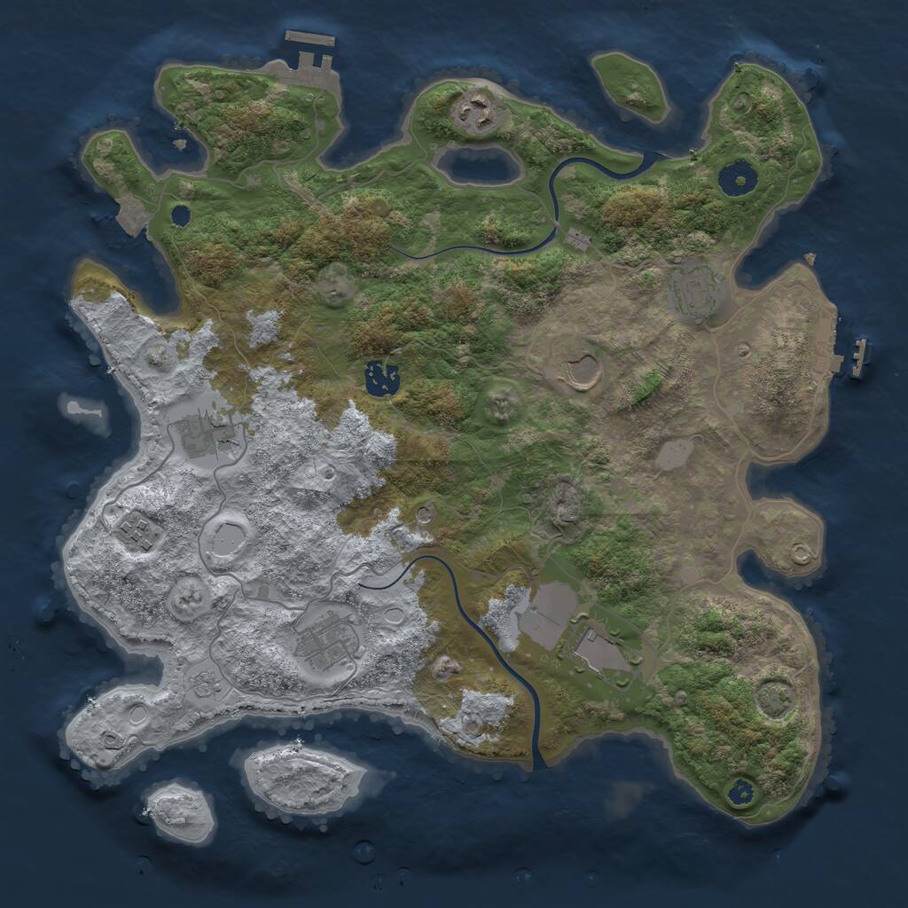 Rust Map: Procedural Map, Size: 3700, Seed: 1005031282, 14 Monuments