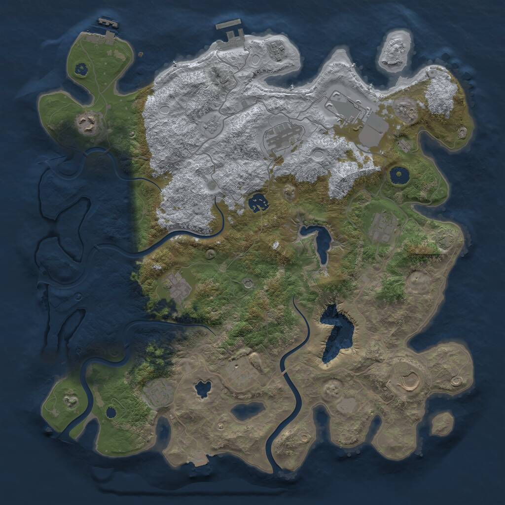 Rust Map: Procedural Map, Size: 4000, Seed: 2017844299, 16 Monuments