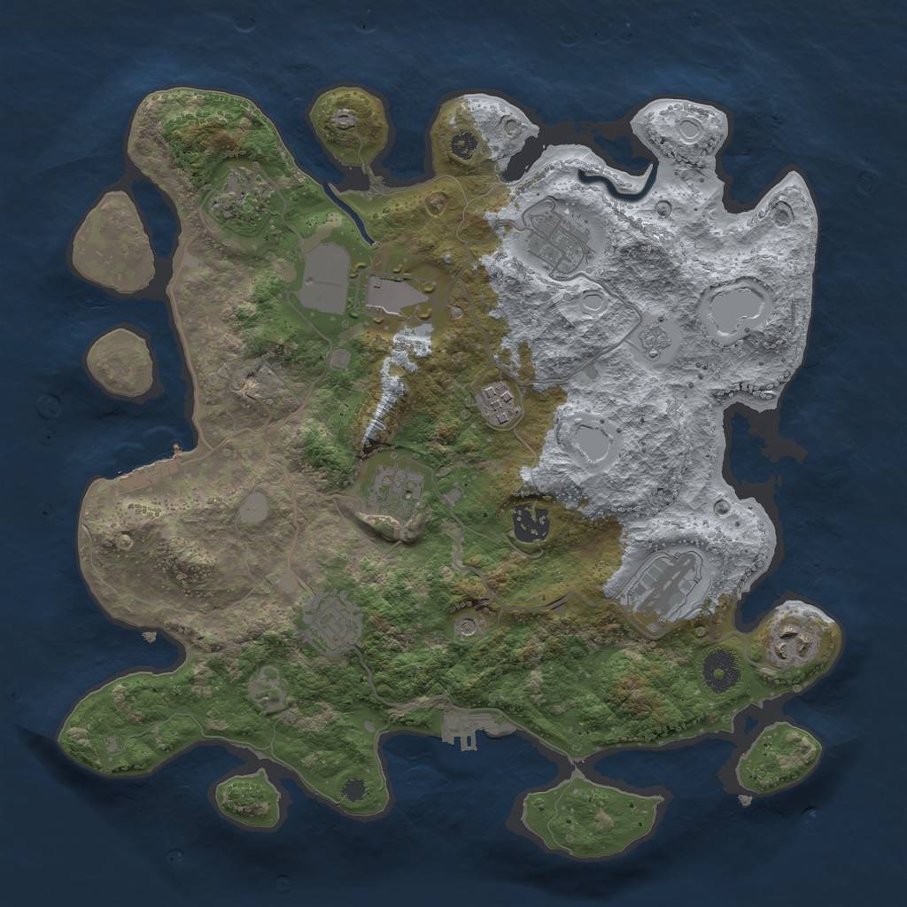 Rust Map: Procedural Map, Size: 3500, Seed: 67192546, 18 Monuments