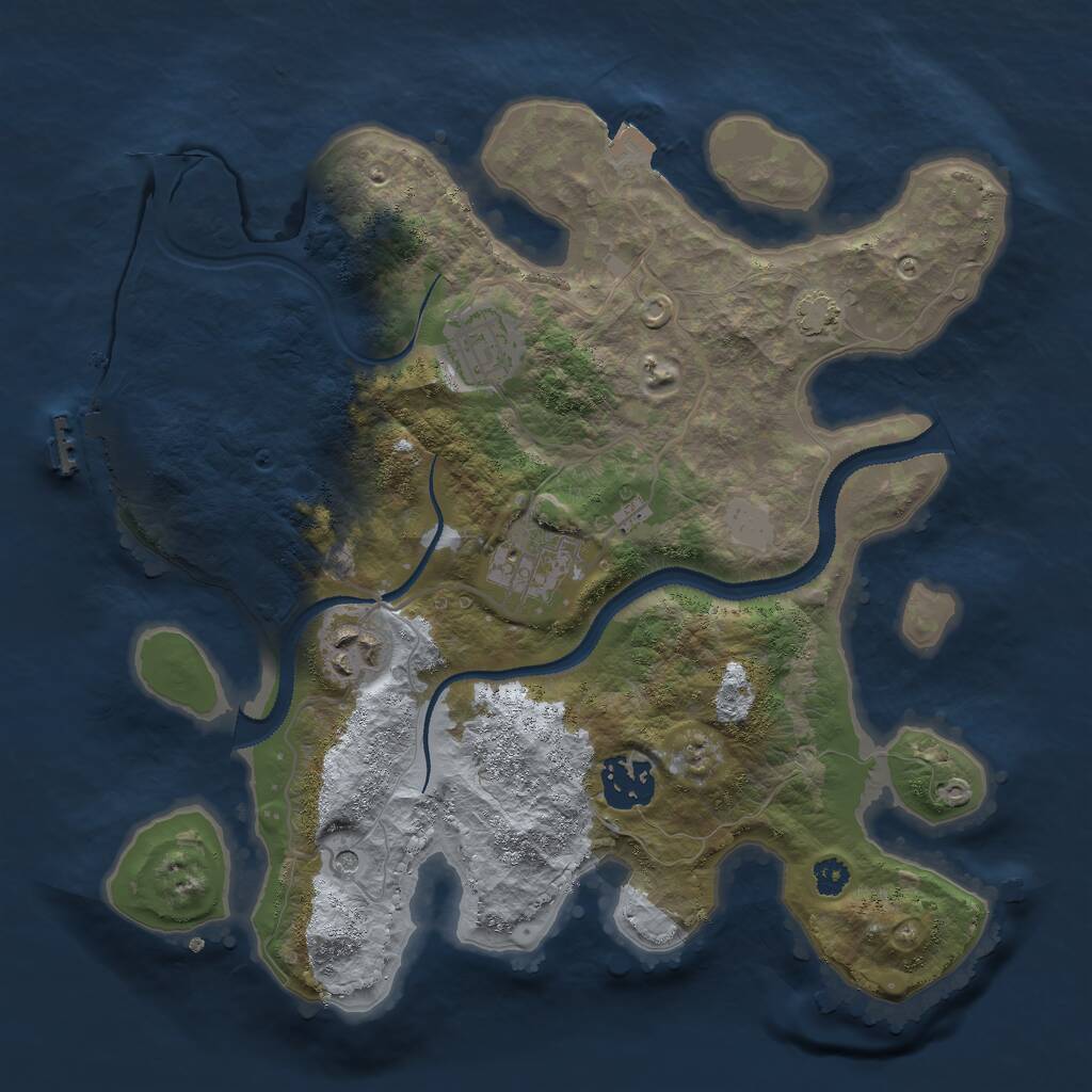 Rust Map: Procedural Map, Size: 3000, Seed: 17304, 8 Monuments